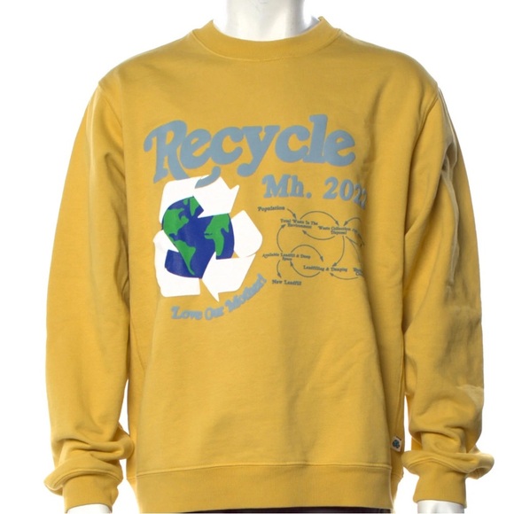 🆕 NWT Madhappy Earth Day Recycle Crew Neck Unisex Sweatshirt in Yellow Medium - Picture 2 of 8